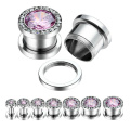 316L cirúrgico aço roxo Square Zircon cúbico carne túneis aço inoxidável orelha Plugs parafuso ajuste